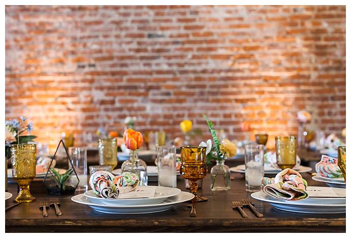 colorful wedding tablescape