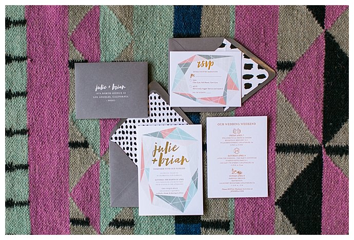 geometric wedding invitation suite