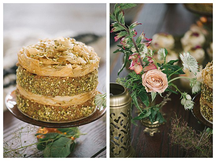 gold wedding cake