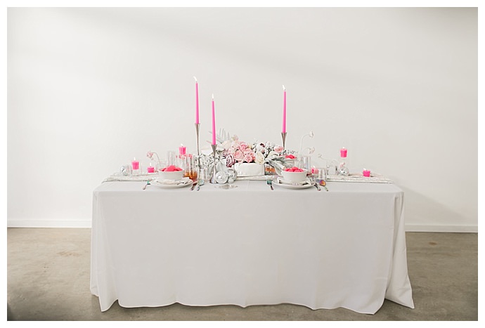 pink and silver table decor