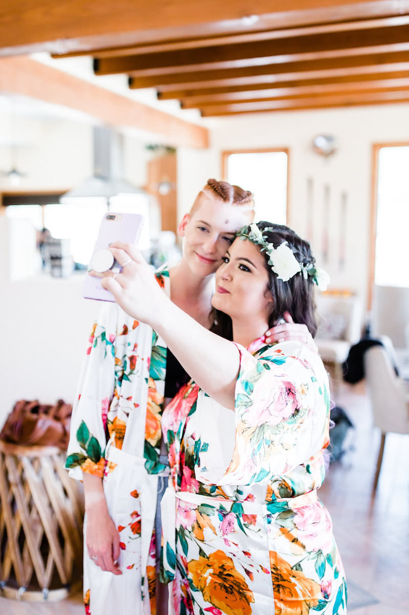 brides getting ready together