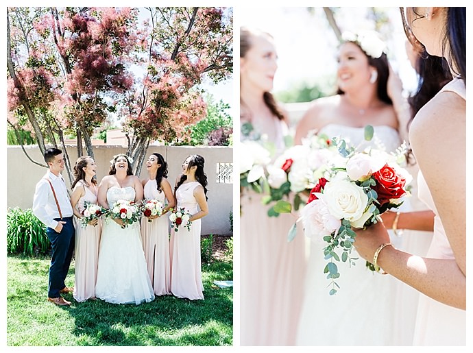 mismatched blush bridesmaids dresses