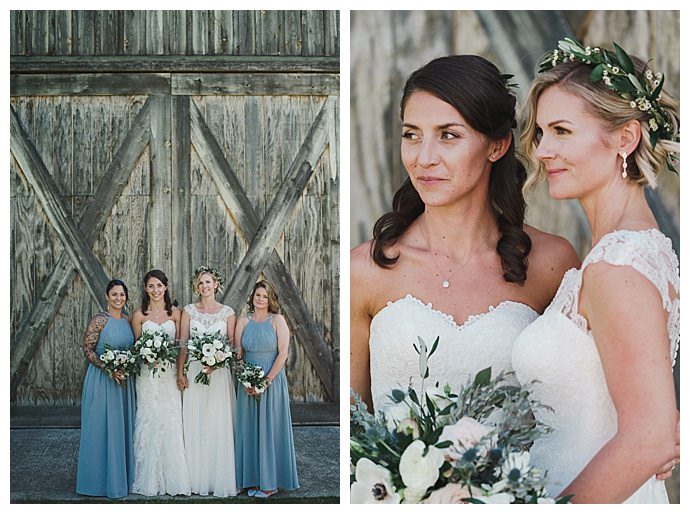 dusty blue halter bridesmaids dresses