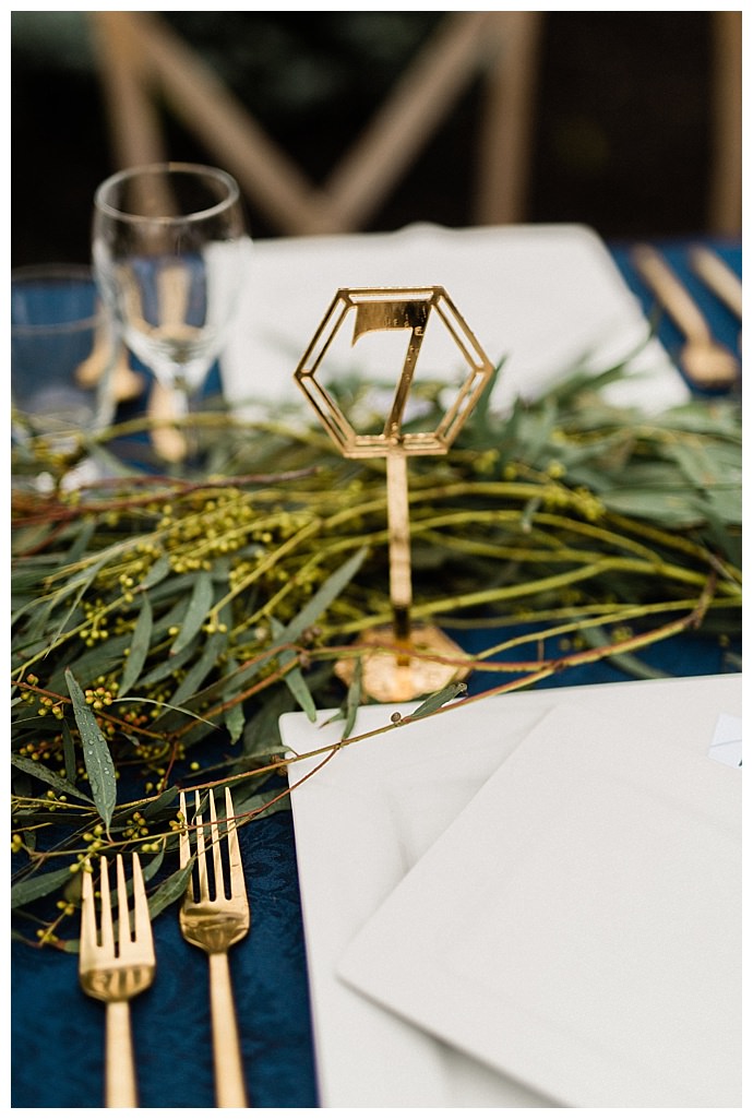 gold geometric wedding table numbers