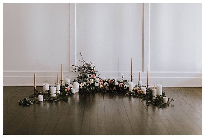 candle and garland ceremony decor