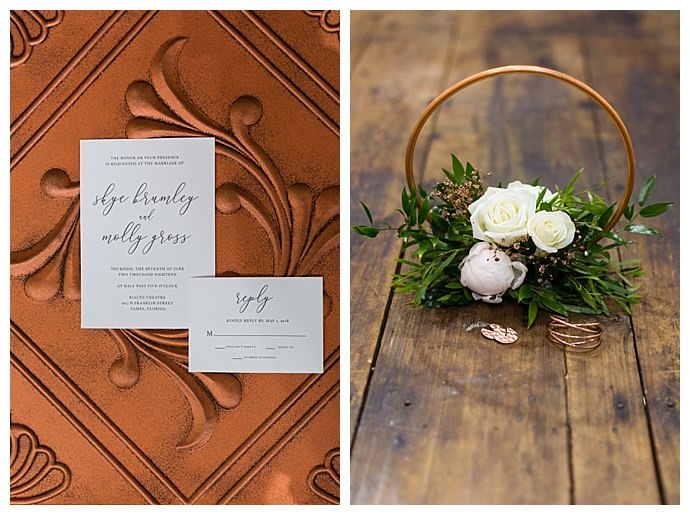 copper hoop wedding bouquet