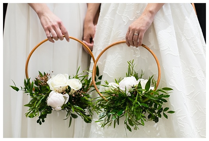 copper hoop floral bouquet