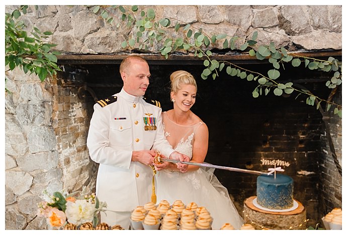 military wedding cake cutting