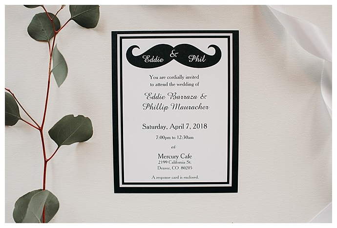 mustache wedding invitations