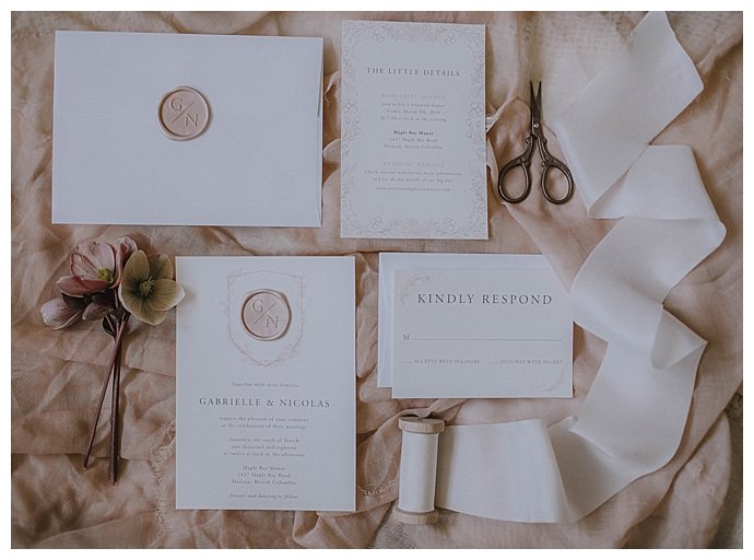 wax seal wedding invitation suite