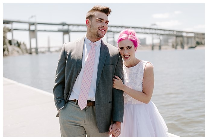 bride with pink hair