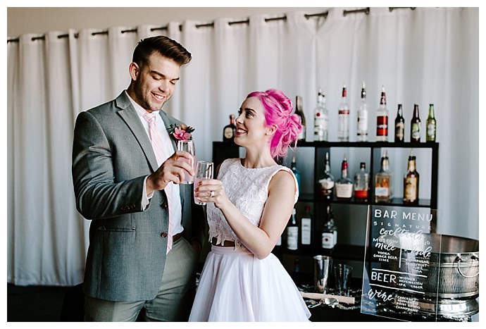 pink hair bride