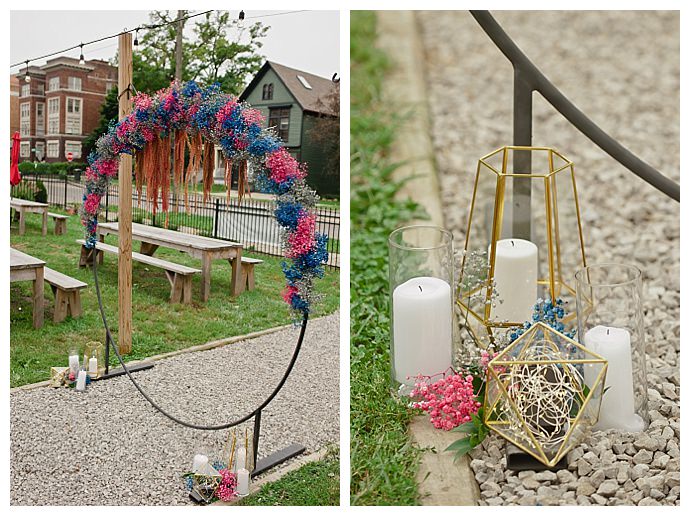 circle floral ceremony backdrop