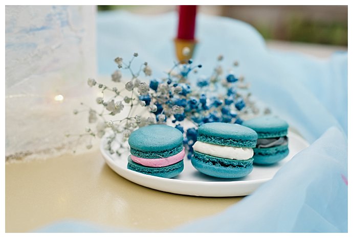 blue wedding macarons