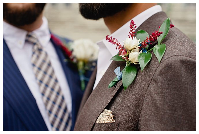 leafy wedding boutonniere