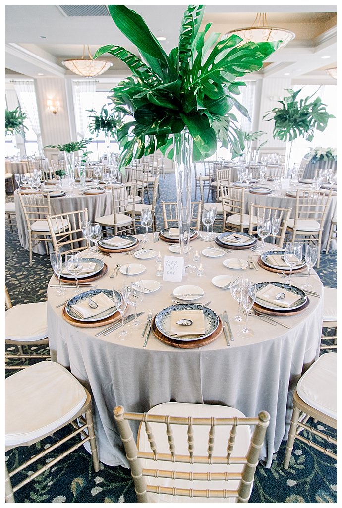 monstera leaf tall centerpiece