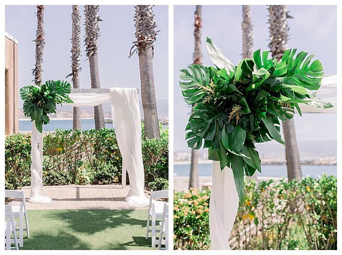 tropical ceremony arch decor