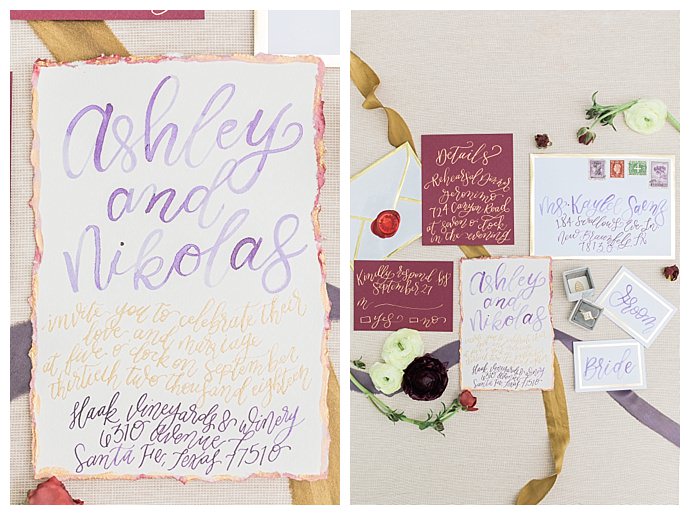 hand lettered wedding invitation suite