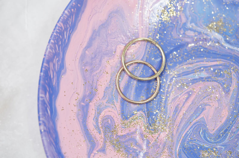 Image for DIY Galactic Wedding Ring Dish Using Paint Pouring