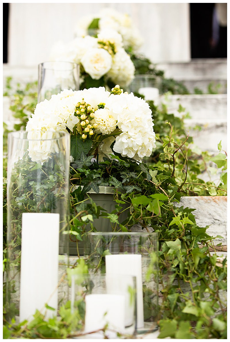 Greenery on Steps Wedding Floral Design
