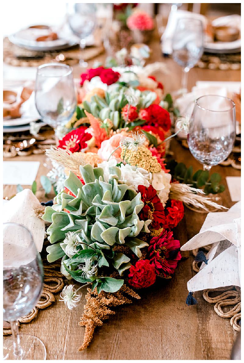 Red and Green Southwest-Inspired Floral Centerpieces