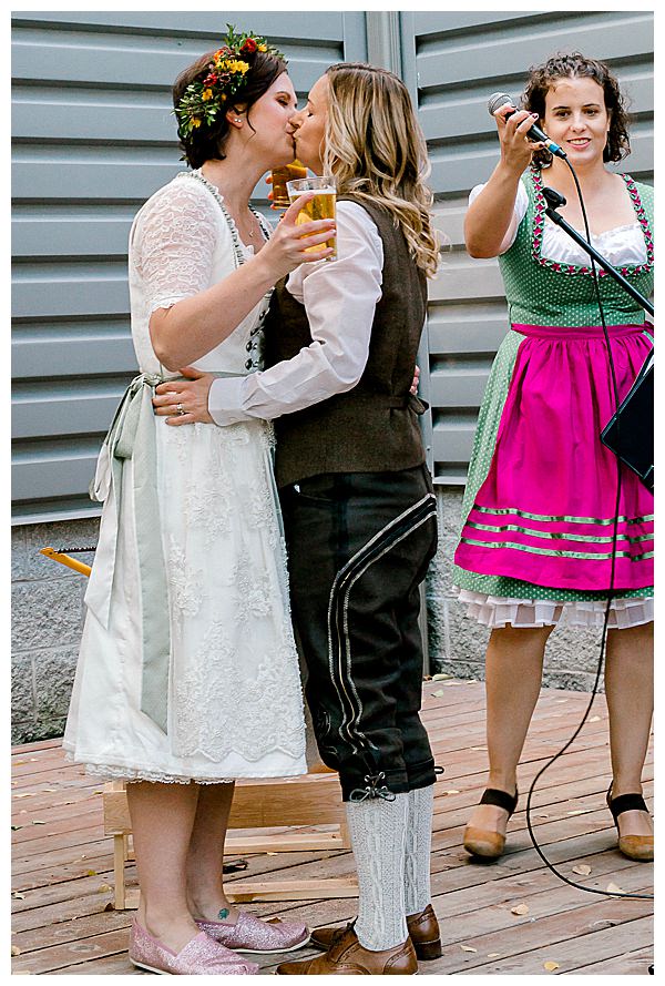 Wedding Ceremony Kiss with Beer