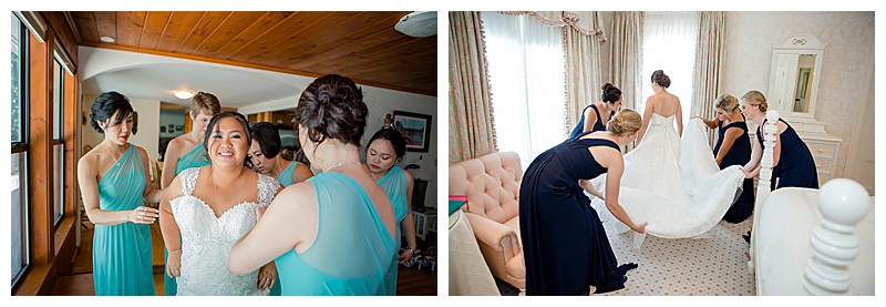 Brides and Bridesmaids Getting Ready