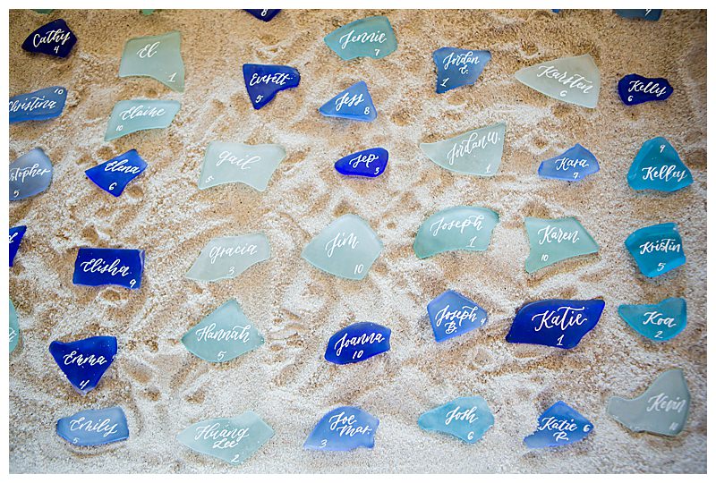 Sea Glass Wedding Escort Cards