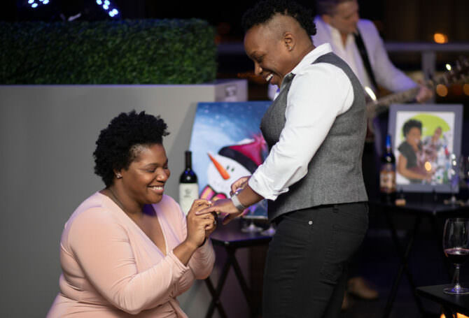 Surprise Lesbian Double Proposal