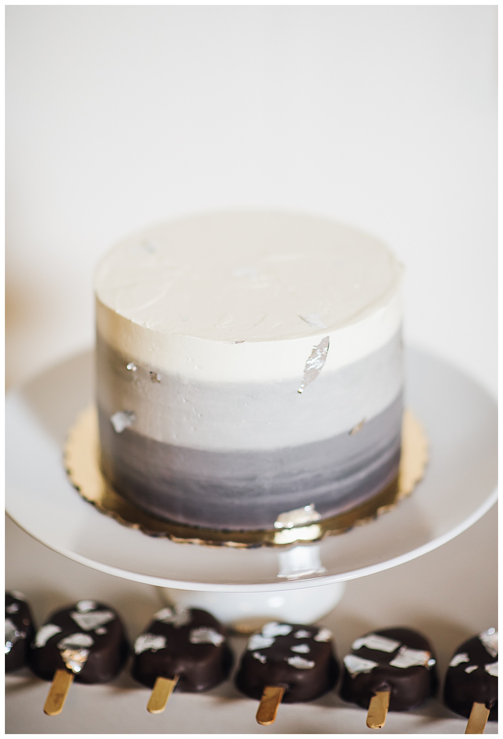 Gray and White Ombre Wedding Cake