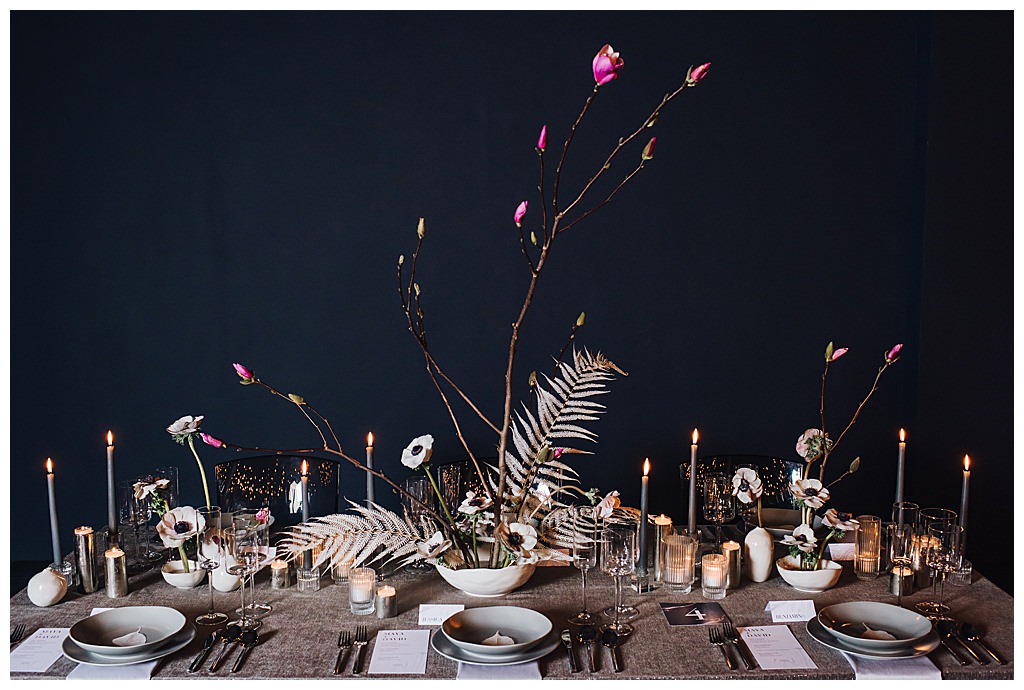 Gray Modern Wedding Tablescape