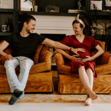 At Home Boho Expecting Session