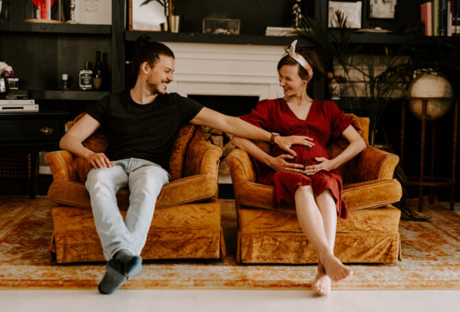 At Home Boho Expecting Session
