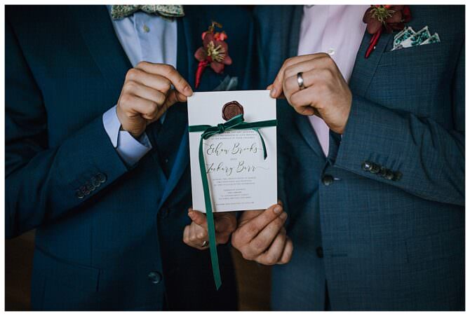 Winter wedding invitation with wax seal, from Love Inc.'s wedding stationery vocabulary guide