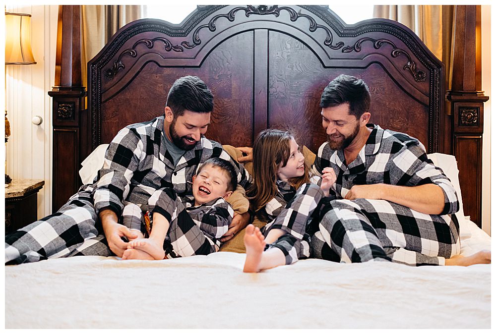 family-matching-pajamas-getting-ready