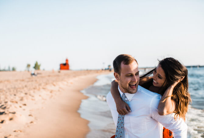 Lake Michigan Beach Engagement Session