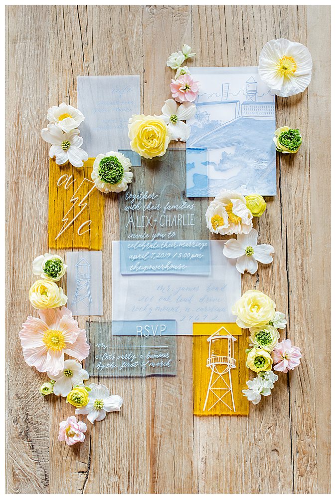 yellow-and-blue-acrylic-wedding-invitation-suite