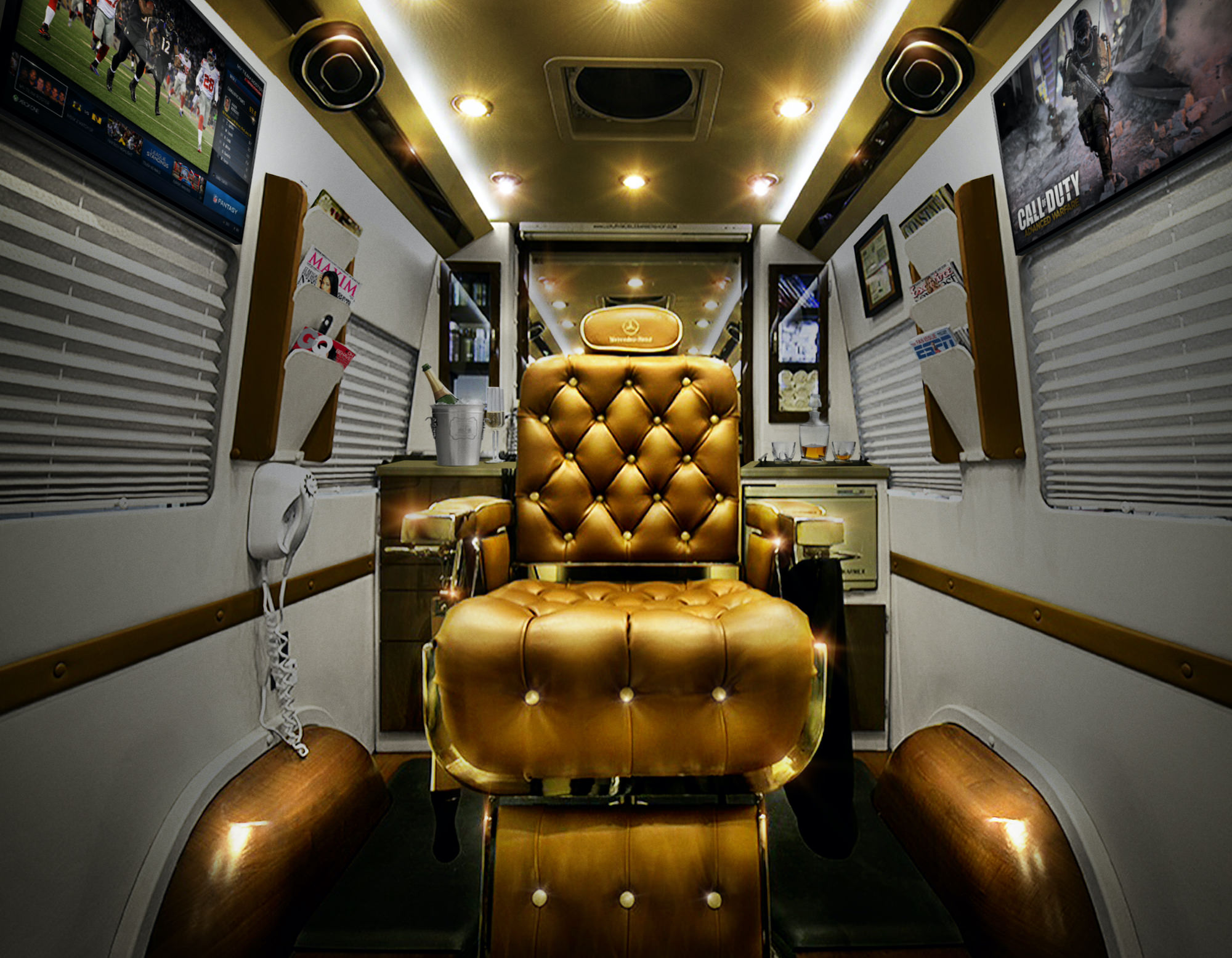 Luxury Mobile Barbershop_interior of van