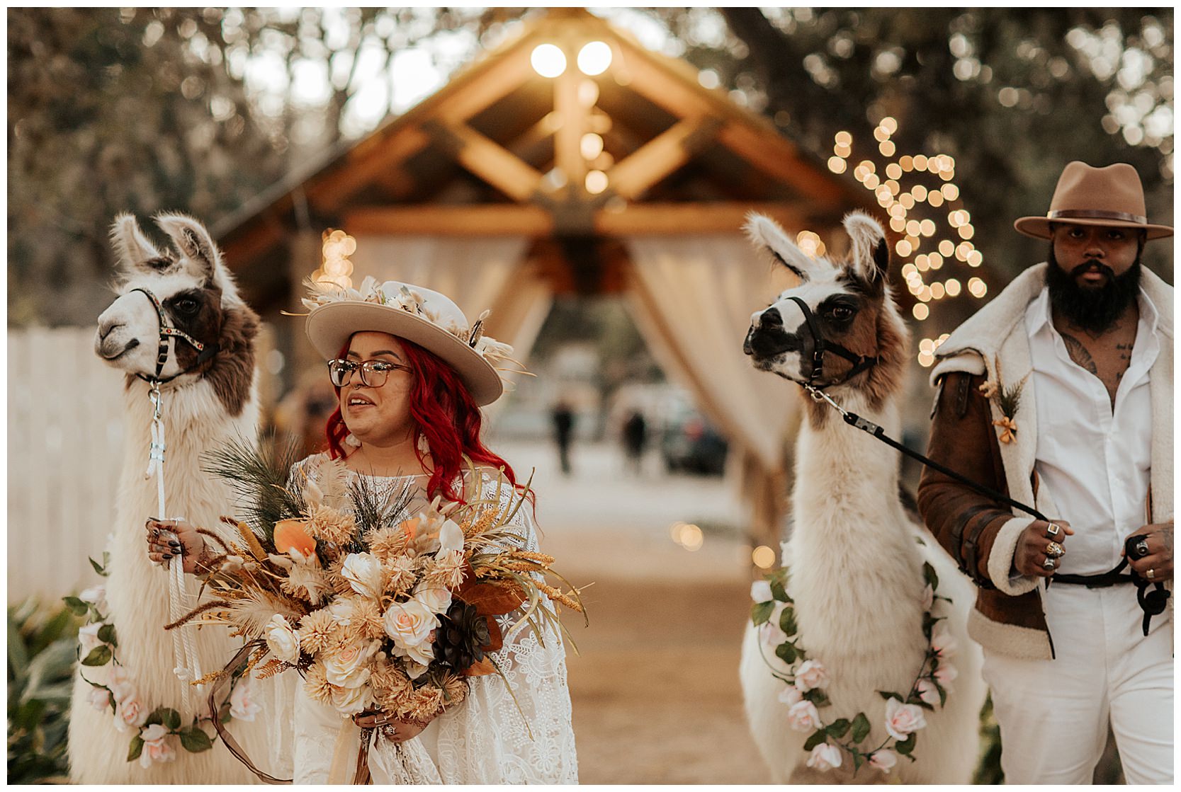 llamas-wedding-ceremony-entrance