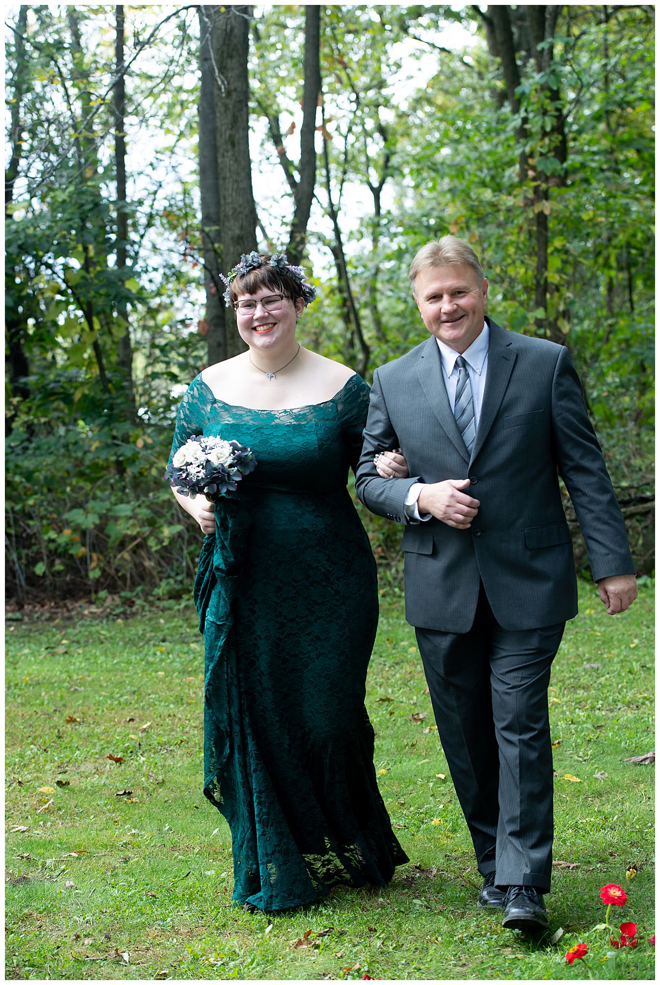 bride-wearing-green-lace-dress