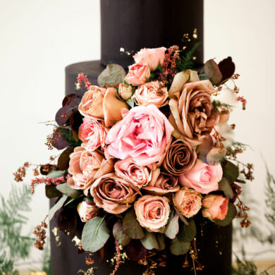 Black Wedding Cake with Gold Flecks