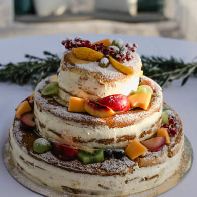 Naked Dusted Fruit Wedding Cake