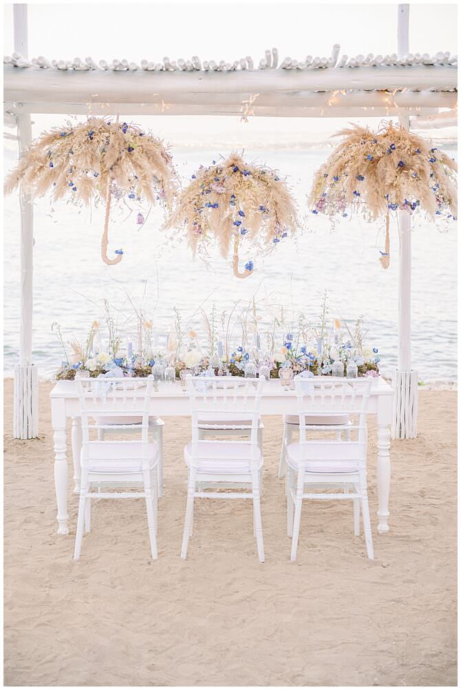 Dried Floral Umbrella Chandeliers Wedding Inspiration