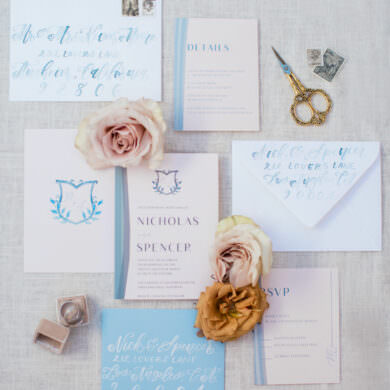Shades of Blue Wedding Invitations California