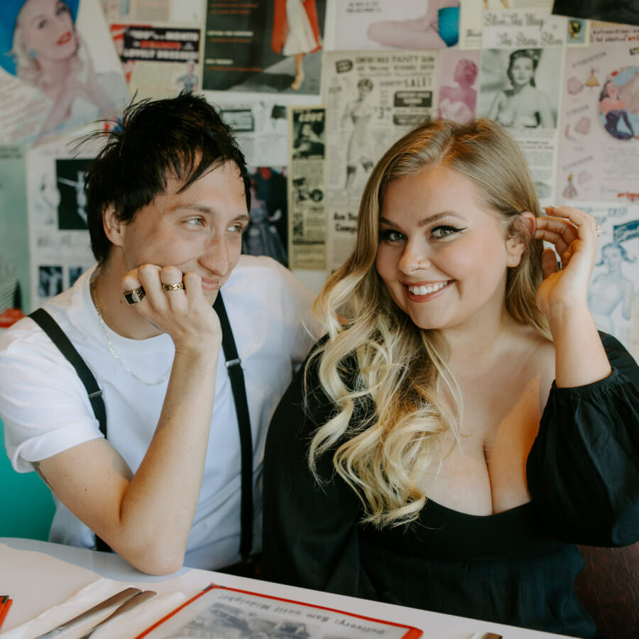 50s Style Diner Los Angeles LGBTQ Engagement Shoot