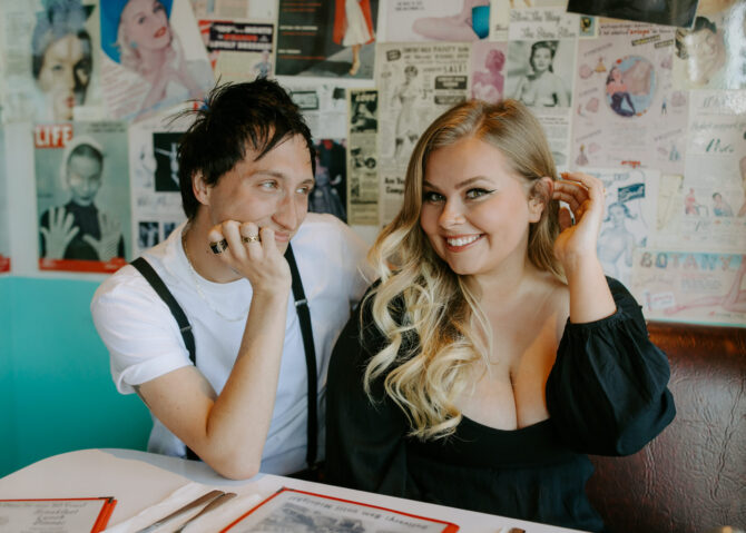 50s Style Diner Los Angeles LGBTQ Engagement Shoot