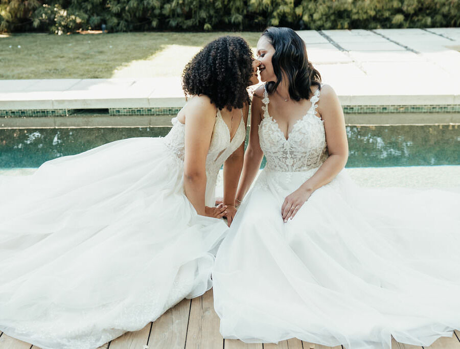 LGBTQ Neutral Palette Microwedding Poolside California