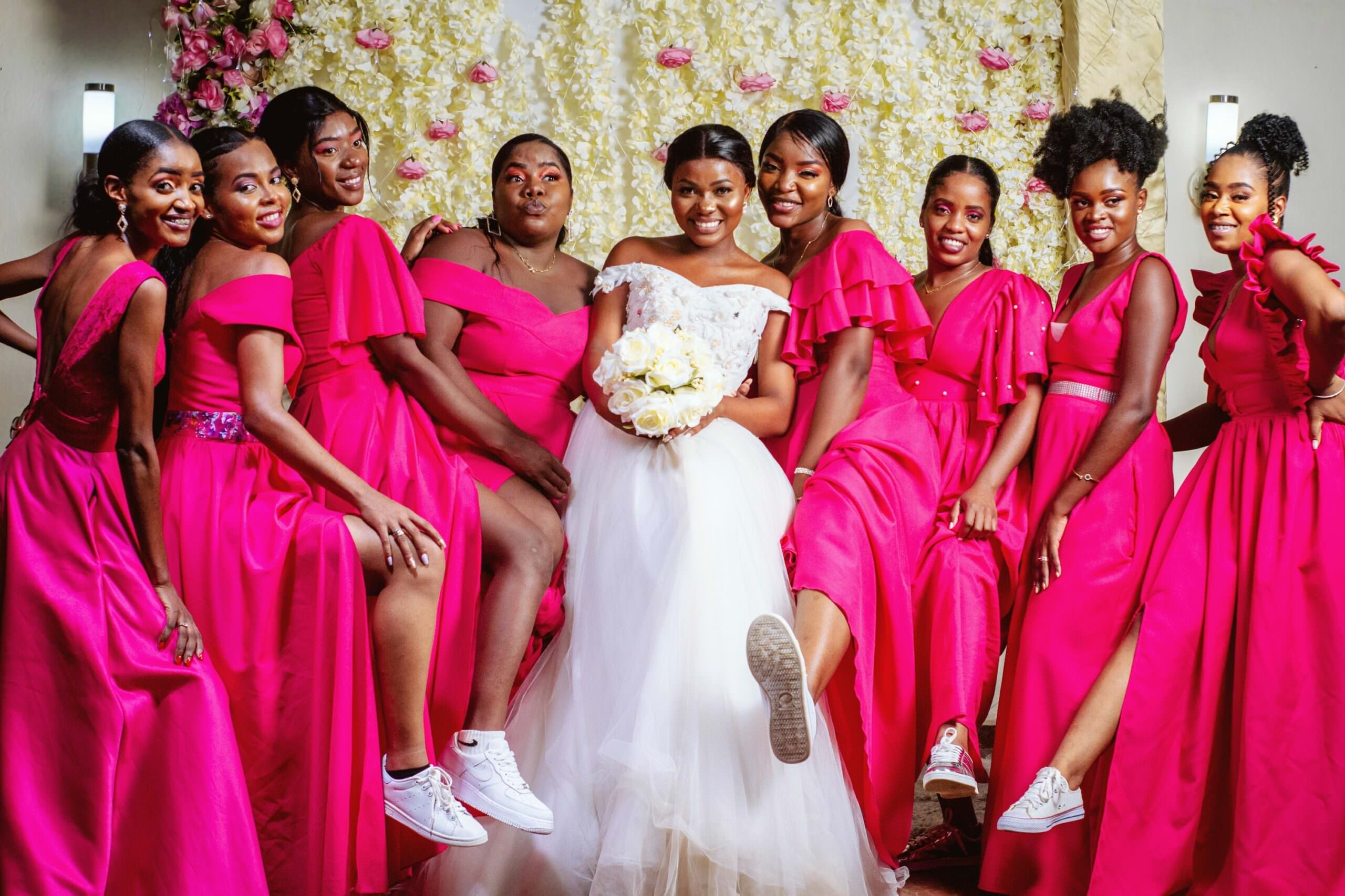 hot pink bridesmaid dresses