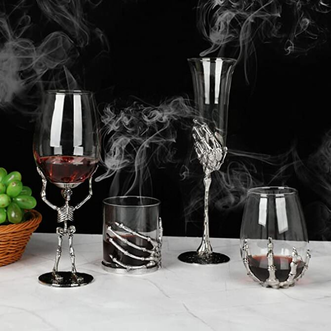 Win a Pair of Spooky Skeleton Hand Martini Glasses - Pottery Barn