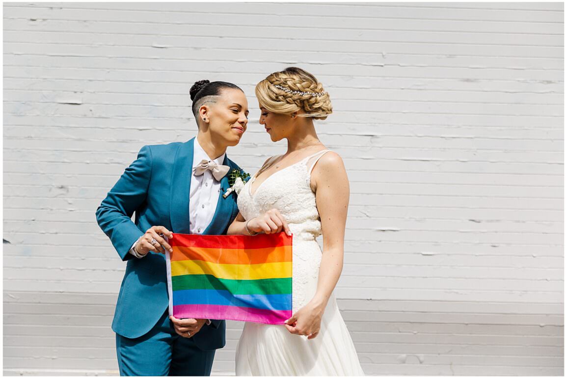 LGBTQ Wedding with Pride Flag